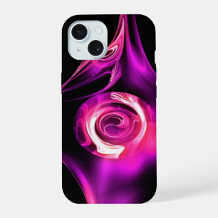 PINKA LILA WEIßE FRACTAL ROSE iPhone 15 HÜLLE