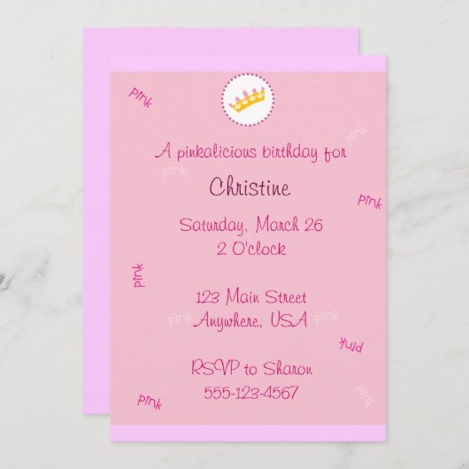 Pinkalicious Einladung (Vorne/Hinten)