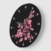 PINKARNATIONALE BLUME BOUQUET, BLACK floral Große Wanduhr (Winkel)
