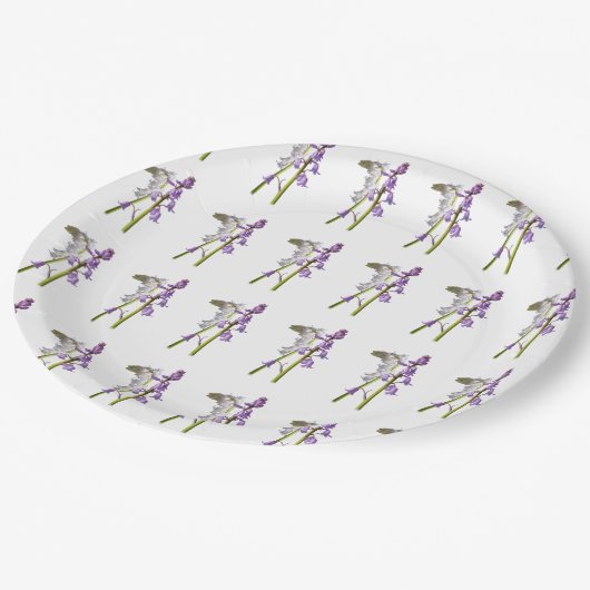 Pinkbells Fabric Pattern. Abendplatte Pappteller (Schrägansicht)