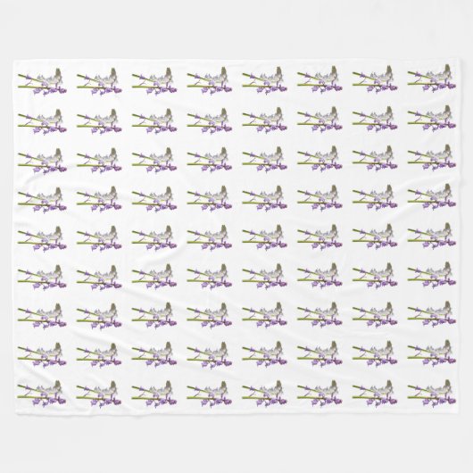 Pinkbells Fabric Pattern. Fleecedecke (Vorderseite (Horizontal))