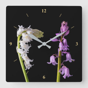 Pinkbells Whitebells Quadratische Wanduhr