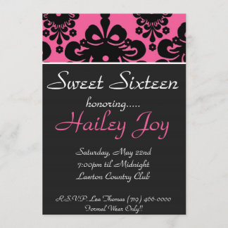Pinkblack copy, 16 . Geburtstag, Ehre....., H... Einladung