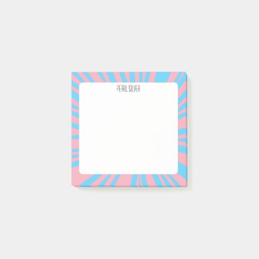 PinkBlue Streifen CUSTOM Chic Monogram Personalisi Post-it Klebezettel (Vorderseite)