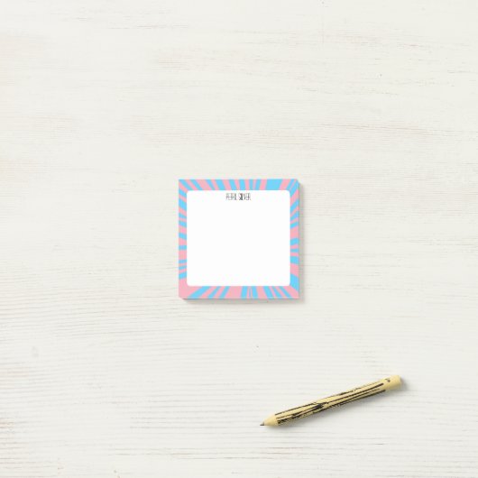 PinkBlue Streifen CUSTOM Chic Monogram Personalisi Post-it Klebezettel (Auf Schreibtisch)