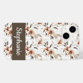Pinkbraune Aquarell-Wildblumen-Name Case-Mate iPhone Hülle (Rückseite (Horizontal))