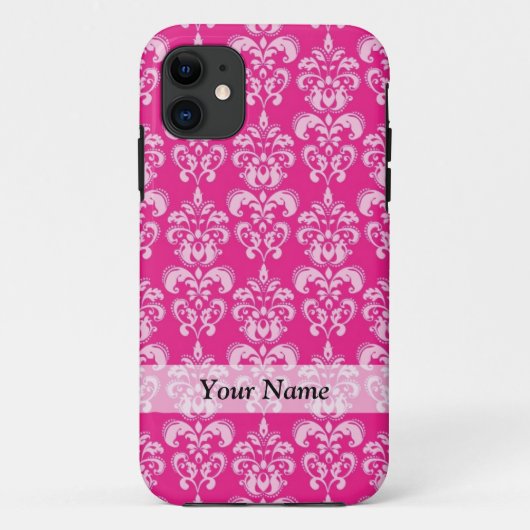 Pinkdamastmuster Case-Mate iPhone Hülle (Rückseite)
