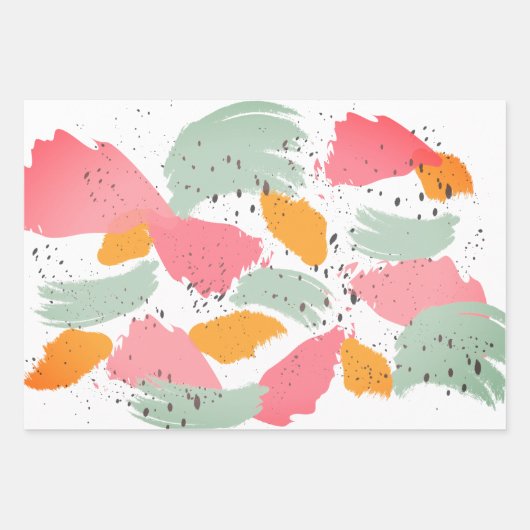 Pinke Abstrakte Wasserfarben Pinselstriche Geschenkpapier Set (Vorderseite 3)