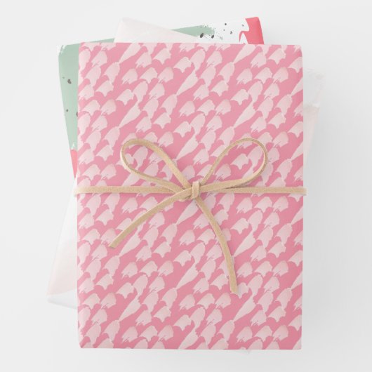 Pinke Abstrakte Wasserfarben Pinselstriche Geschenkpapier Set (Beispiel)