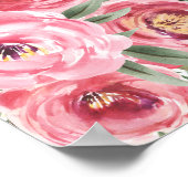 Pinke Blume Geometrisches Frame Baby Duschzeichen Poster (Ecke)