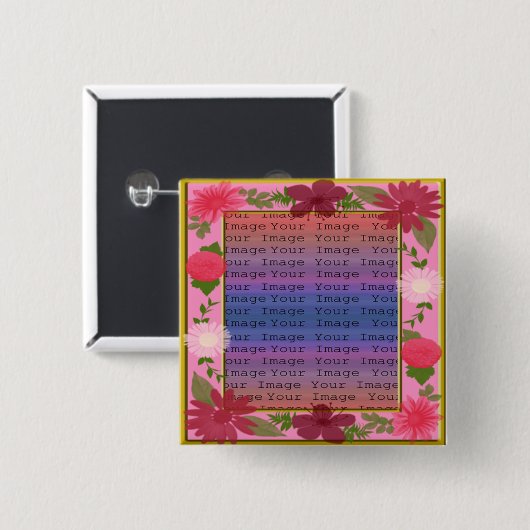 Pinke Blume - Schaltfläche mit benutzerdefiniertem Button (Vorne & Hinten)