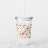 Pinke Blumen Acryltrinkbecher (Vorderseite)