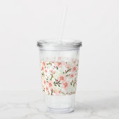 Pinke Blumen Acryltrinkbecher (Rückseite)