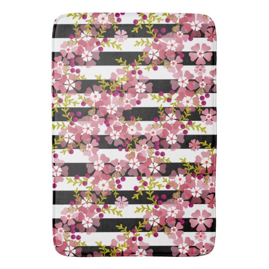 Pinke Blumen Badematte (Vorderseite Vertikal)