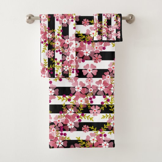 Pinke Blumen Badhandtuch Set (Insitu)