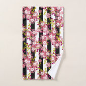 Pinke Blumen Badhandtuch Set (Handtuch)