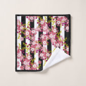 Pinke Blumen Badhandtuch Set (Waschlappen)