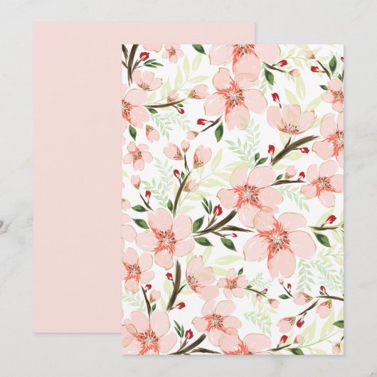 Pinke Blumen Dankeskarte (Vorne/Hinten)