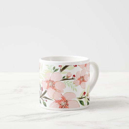 Pinke Blumen Espressotasse (Vorderseite Rechts)
