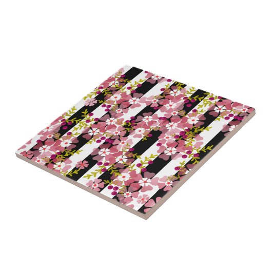 Pinke Blumen Fliese (Seite)