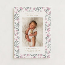 Pinke Blumen | Geburtsankündigungskarte