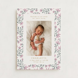 Pinke Blumen | Geburtsankündigungskarte Einladung