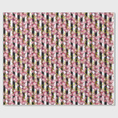 Pinke Blumen Geschenkpapier (Flach)