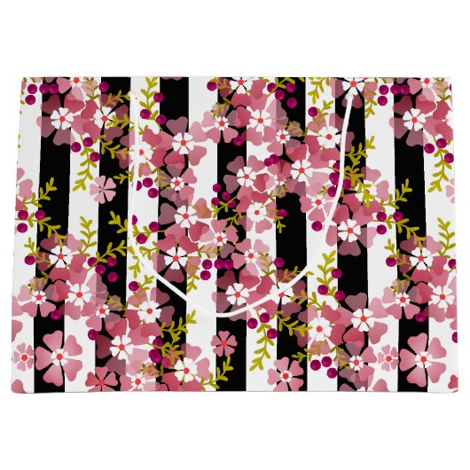 Pinke Blumen Große Geschenktüte (Vorderseite)
