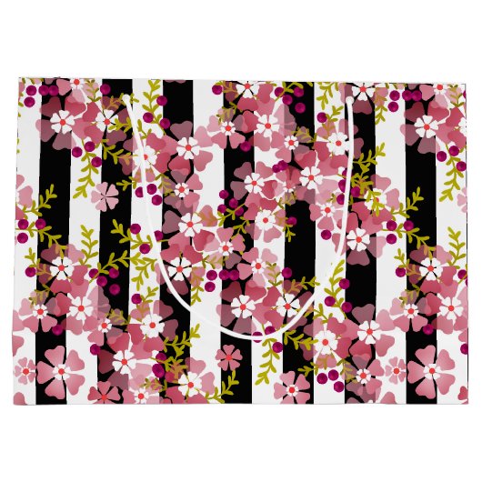 Pinke Blumen Große Geschenktüte (Rückseite)