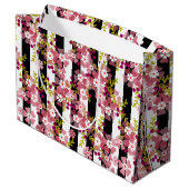 Pinke Blumen Große Geschenktüte (Rückseite Schrägansicht)