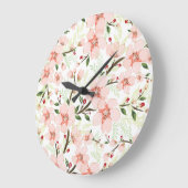 Pinke Blumen Große Wanduhr (Winkel)