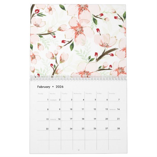 Pinke Blumen Kalender (Feb 2026)
