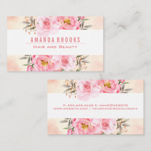 Pinke Blumen Kunstmalerei Rosa Textur Visitenkarte