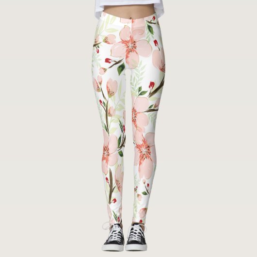 Pinke Blumen Leggings (Vorderseite)