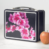 Pinke Blumen Metall Brotdose (Beispiel)