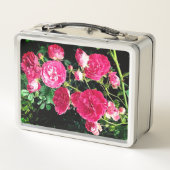 Pinke Blumen Metall Brotdose (Rückseite)
