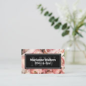 Pinke Blumen | Monogramm Visitenkarte (Stehend Vorderseite)