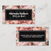 Pinke Blumen | Monogramm Visitenkarte (Vorne/Hinten)
