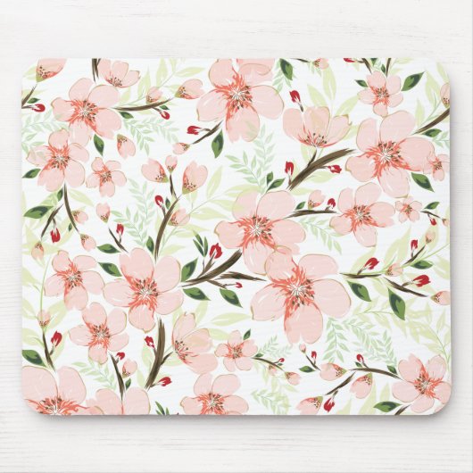 Pinke Blumen Mousepad (Vorne)