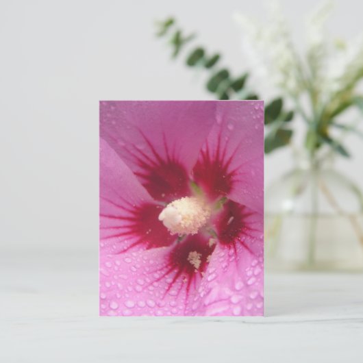 Pinke Blumen Postkarte (Stehend Vorderseite)