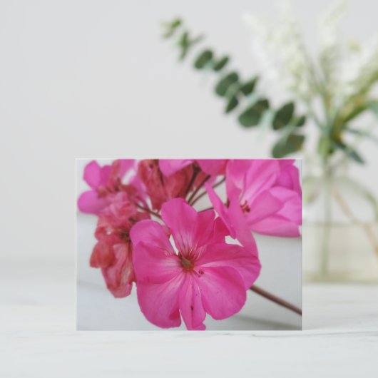 Pinke Blumen Postkarte (Stehend Vorderseite)