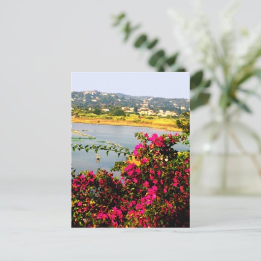 Pinke Blumen Postkarte (Stehend Vorderseite)