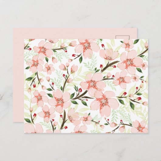 Pinke Blumen Postkarte (Vorne/Hinten)