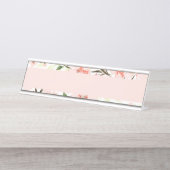 Pinke Blumen Schreibtischnamensplakette (Vorderseite )