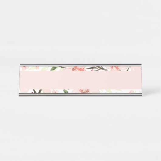 Pinke Blumen Schreibtischnamensplakette (Vorderseite )