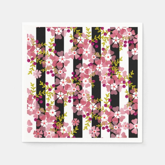 Pinke Blumen Serviette (Vorderseite)