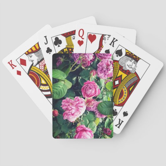 Pinke Blumen Spielkarten (Rückseite)