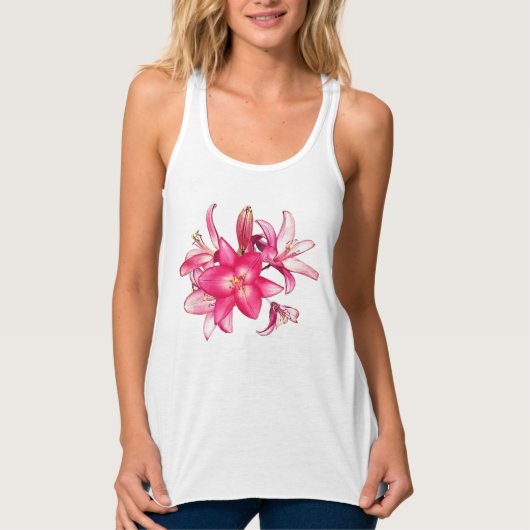 Pinke Blumen Tank Top (Vorderseite)
