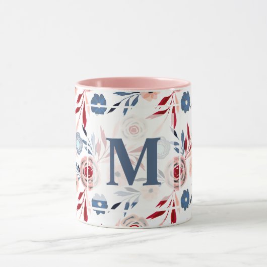 Pinke Blumen Tasse (Zentrum)