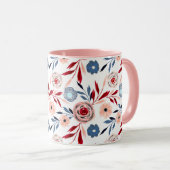 Pinke Blumen Tasse (VorderseiteRechts)